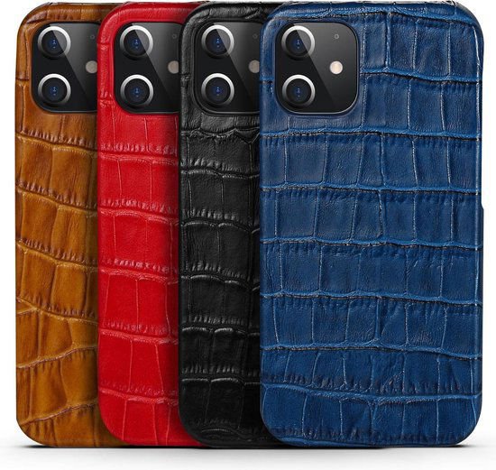 iPhone 12 Hoesje - Lichtbruin Krokodillenprint