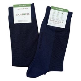 Bambocks Skarpetki bambusowe 4 pary w paski czarno/niebieskie