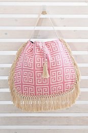 BOLSO DE PLAYA MEANDROS ROSA FLECOS EXTRA CRUDOS