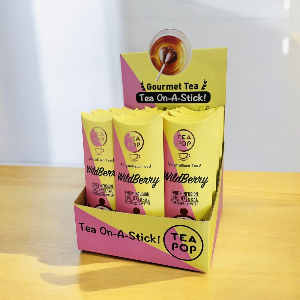 TEA-POP Tea-On-A-Stick | WildBerry | 20 Sticks Display Tray