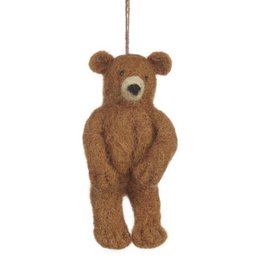 Decoración de fieltro colgante de oso grizzly de fieltro hecho a mano