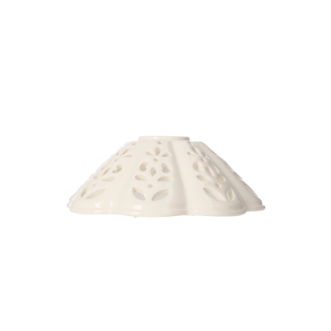 Refined style white ceramic perforated lampshade