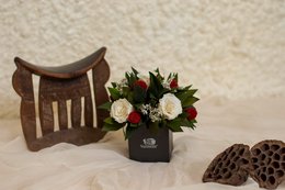Caja Flores Preservadas Stella Rojo Negro Ø14 H13,5 cm