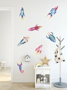 Weltraumraketen Wandaufkleber für Kinderzimmer
