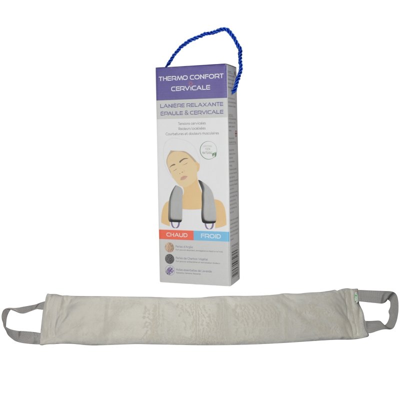 Cervical Thermo Comfort - Allevia Torcicollo e Dolori alla Spalla - Effetto Rilassante - Riutilizzabile e Naturale in Perle di Argilla e Carbone Vegetale
