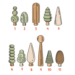 Set di alberi in legno