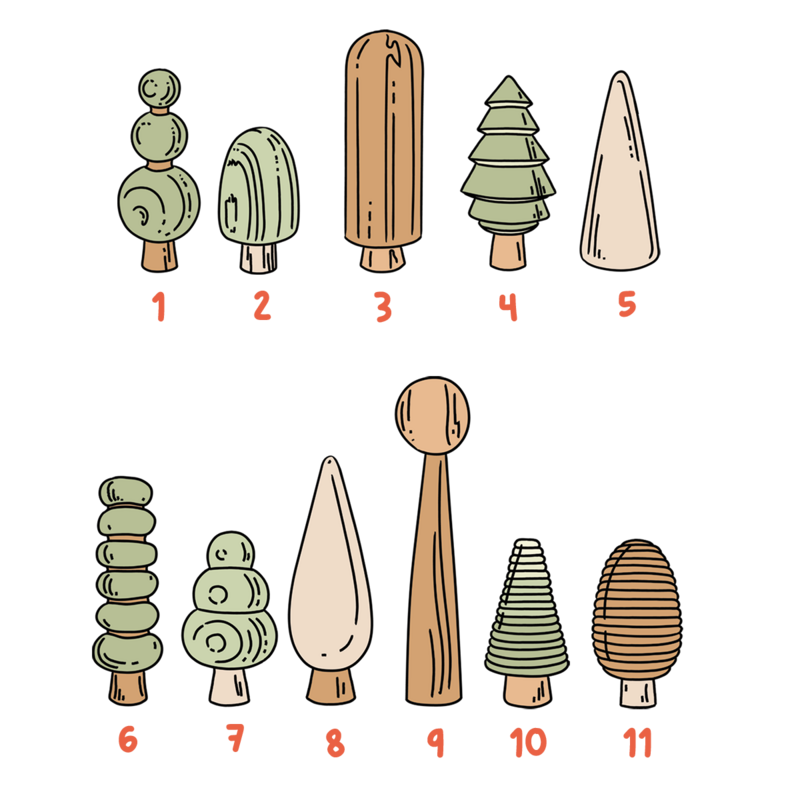 Set di alberi in legno