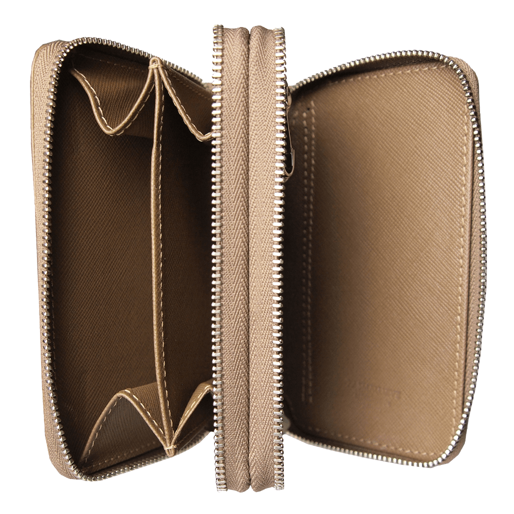 Schlüsseltasche aus Saffiano-Leder mit doppeltem Reißverschluss Taupe