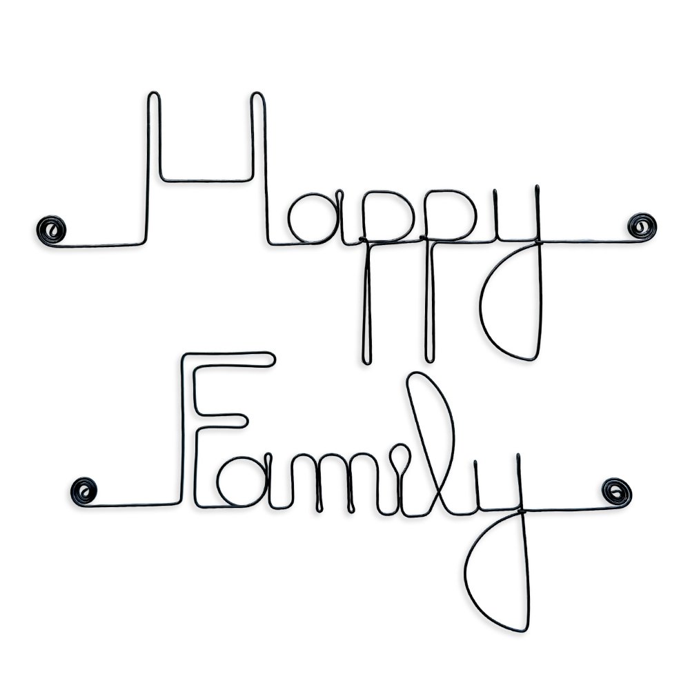 “Happy Family” vægdekoration – Håndlavet trådord – Familiegave / Boligindretning – Fransk fremstilling