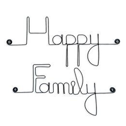“Happy Family” vægdekoration – Håndlavet trådord – Familiegave / Boligindretning – Fransk fremstilling