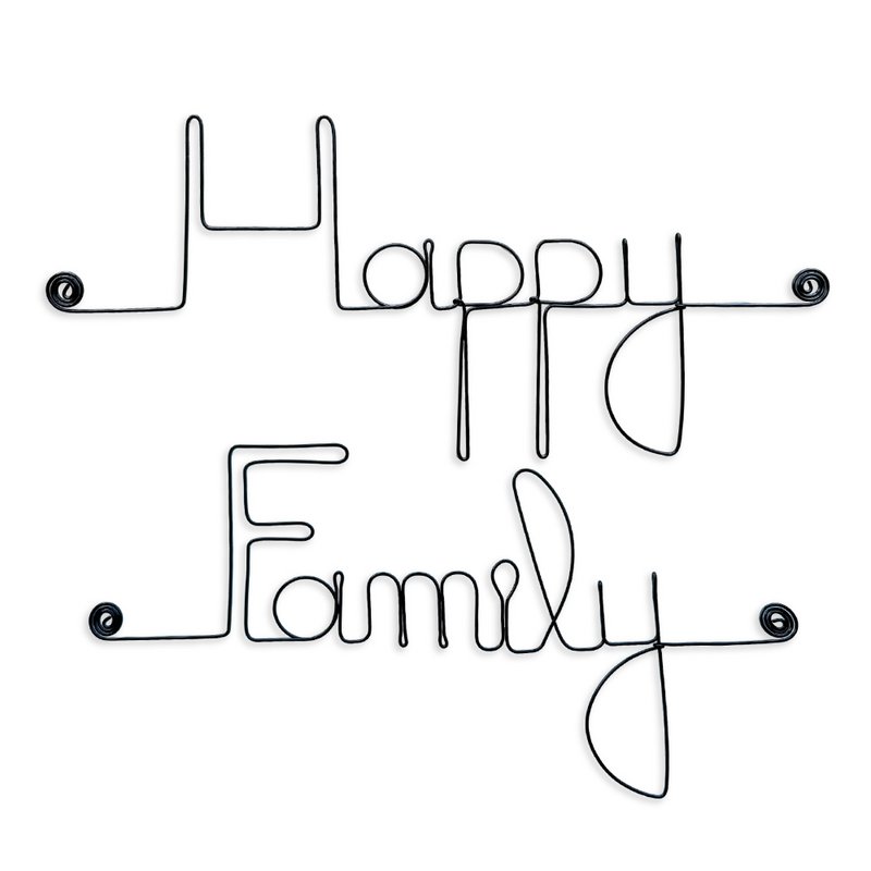 “Happy Family” vægdekoration – Håndlavet trådord – Familiegave / Boligindretning – Fransk fremstilling