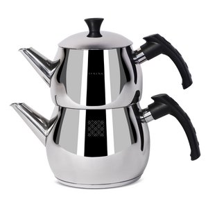 Serenk Modernist Teekanne aus Stahl | 1 l Teekanne, 1,5 l Boden, Induktionskompatibel, Edelstahl
