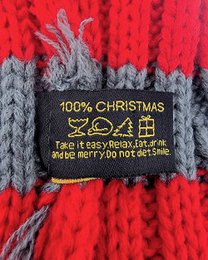 Santa hat - Red/grey striped coarse knit