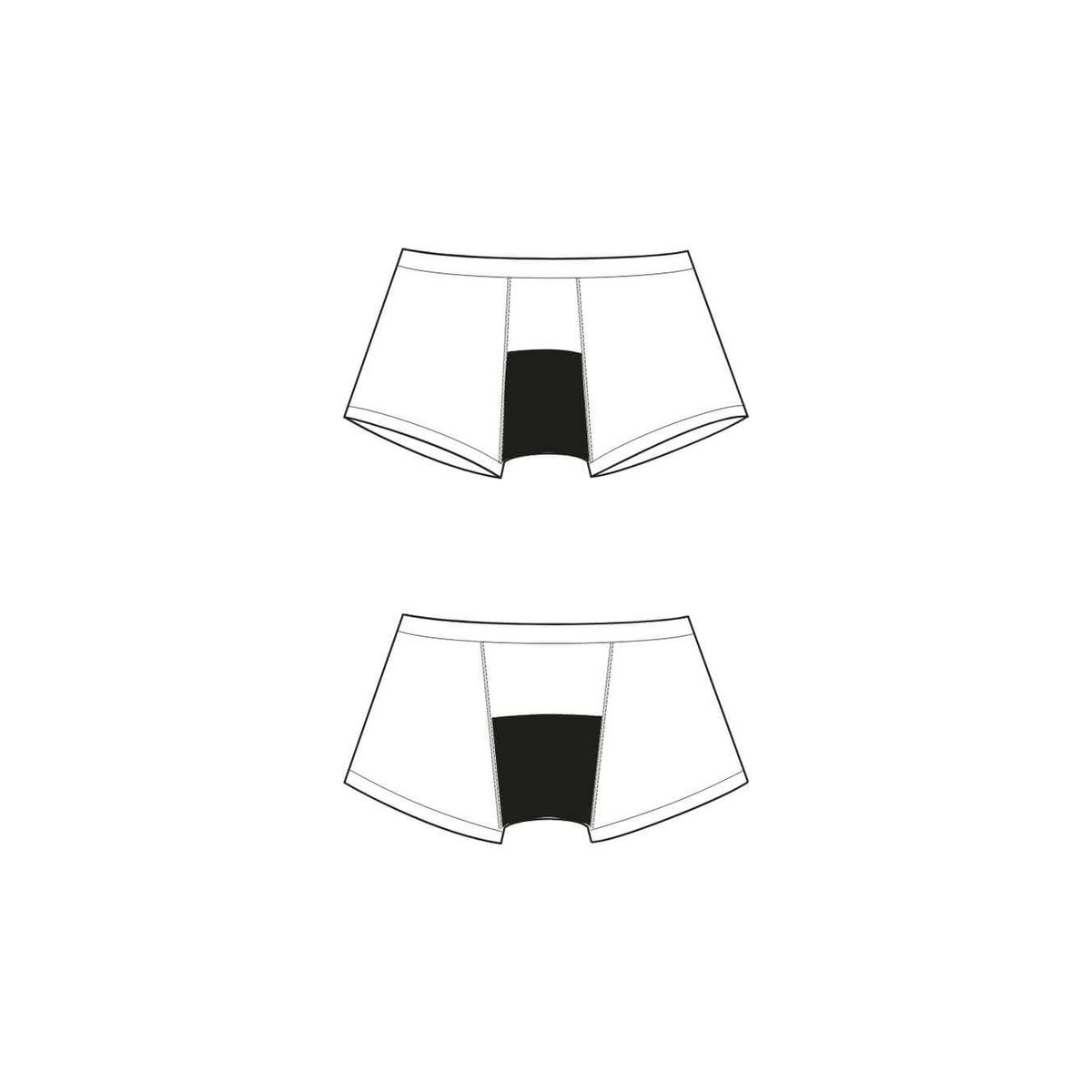 Menstruationsbukser drengekorte piger – medium-tung absorption (sort, pink print)
