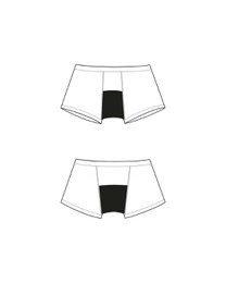 Menstruationsbukser drengekorte piger – medium-tung absorption (sort, pink print)