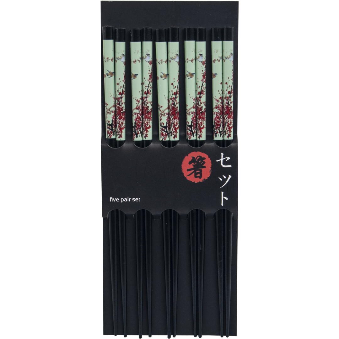 Edo Chopstick Set, 5 pair Bird Blossom