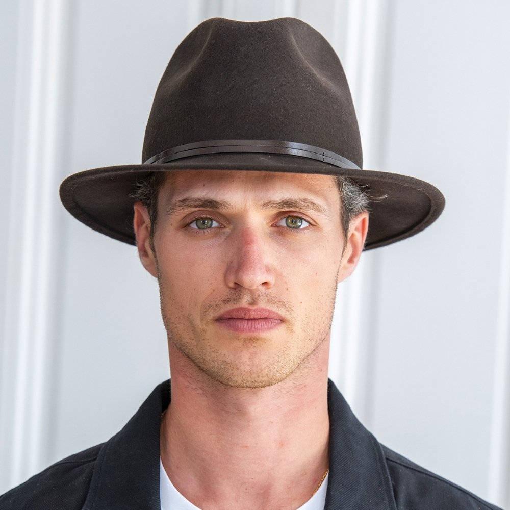CHAPEAU FEUTRE - lien cuir, bord cousu