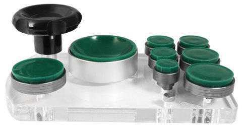 Kastbodemsluiter/-opener met 7 drukstukken, Ø 20 - 45 mm
