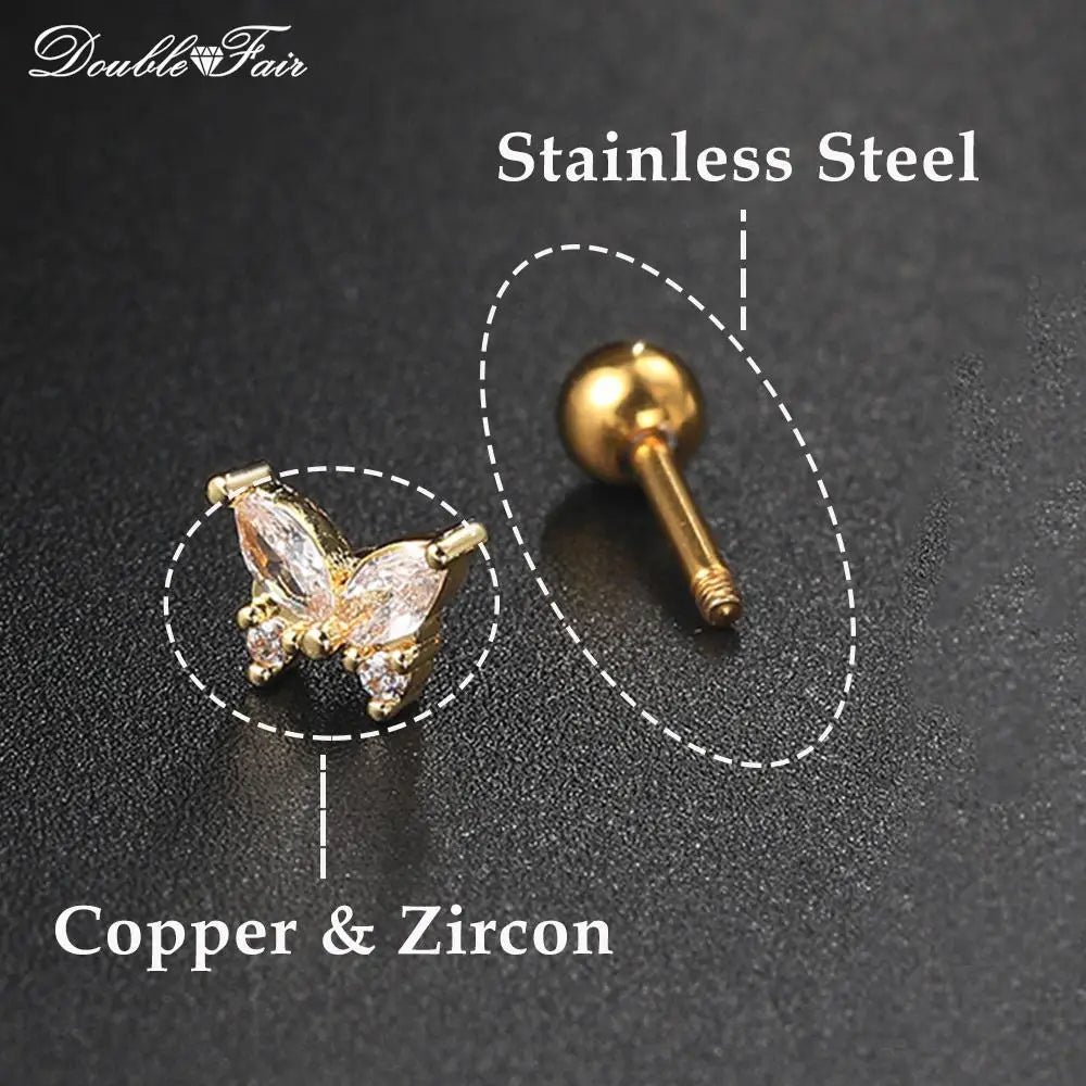 Dainty Y2k Ear Piercing Helix Daith Snug Earrings for Women 1PC Cartilage Tragus Clicker Septum Ring With Chain INS Jewelry Gift