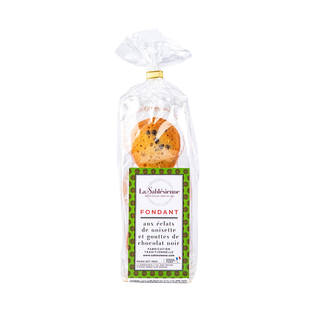 Fondant chocolate and hazelnut chip cookies - 100 g bag