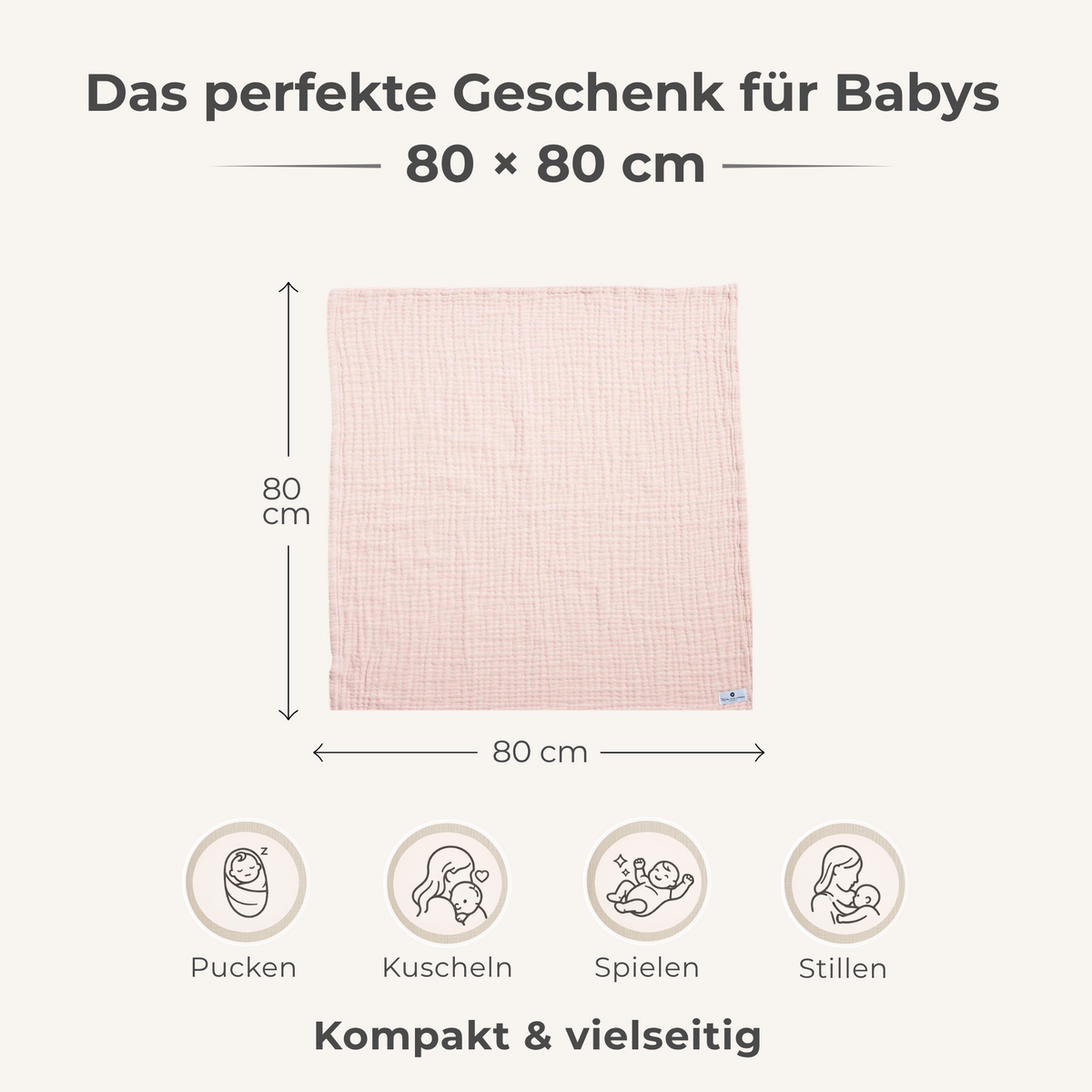 Pink 4 in 1 Muslin Baby Blanket