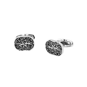 Frank 1967 7FC-0012 Stalen Machetknopen - Heren - Bewerkt - Zwart - 17 x 13 mm - Zilverkleurig Staal