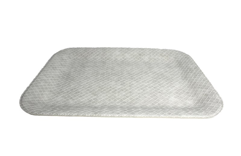 Tablette plate grande bac à motifs gris en cuir synthétique gris en diagonale