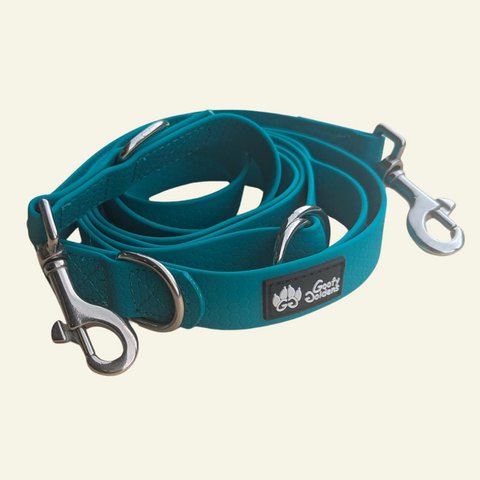 Waterproof multi-position leash Peacock blue