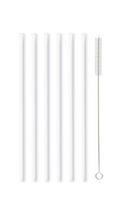 SET of 6 glass straws white  20cm AMO 6612