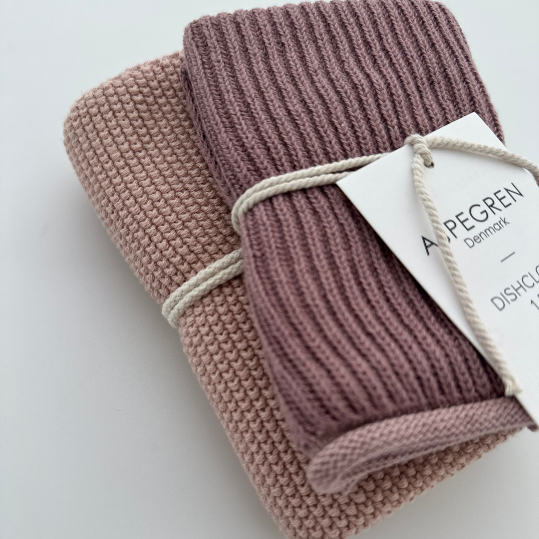 Knitted Dishcloth – Ripple – Elderberry