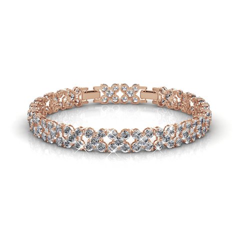 Bracelet Flowery - Or Rosé et Cristal