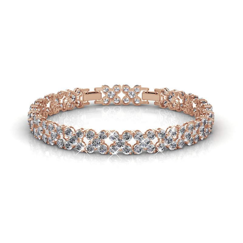Bracelet Flowery - Or Rosé et Cristal
