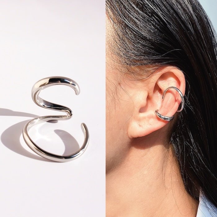 Manchette d'oreille minimaliste Wave Line