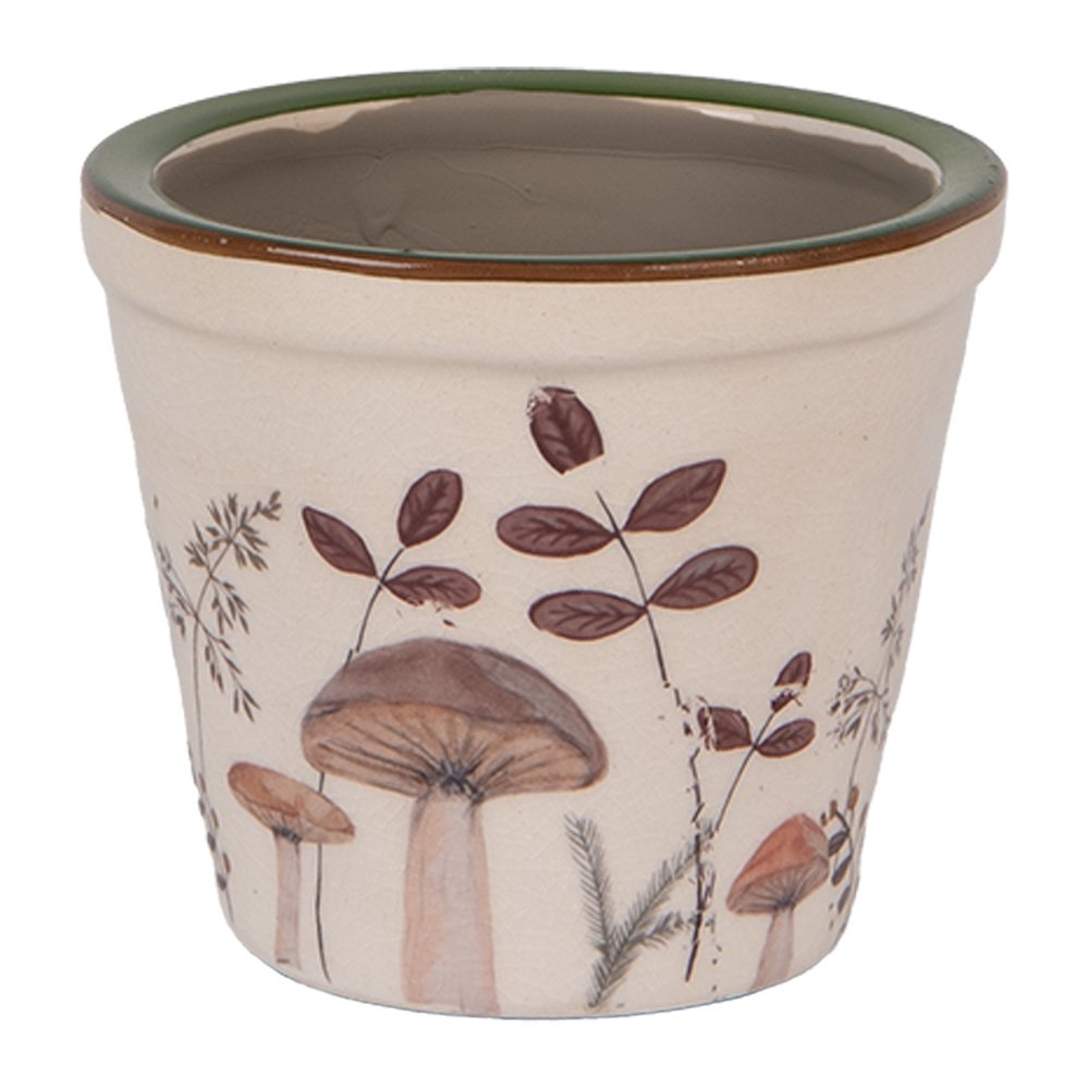 Bloempot Ø 8x7 cm Beige Keramiek Paddenstoelen