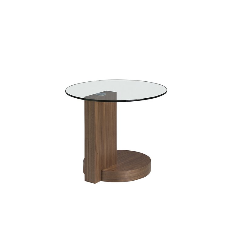 Walnut wood corner table and tempered glass 2036
