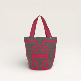Tote redondo geométrico L | Magenta