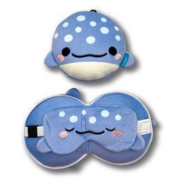 Relaxeazzz Adoramals Aoi der Walhai Plüsch-Reisekissen und Augenmaske