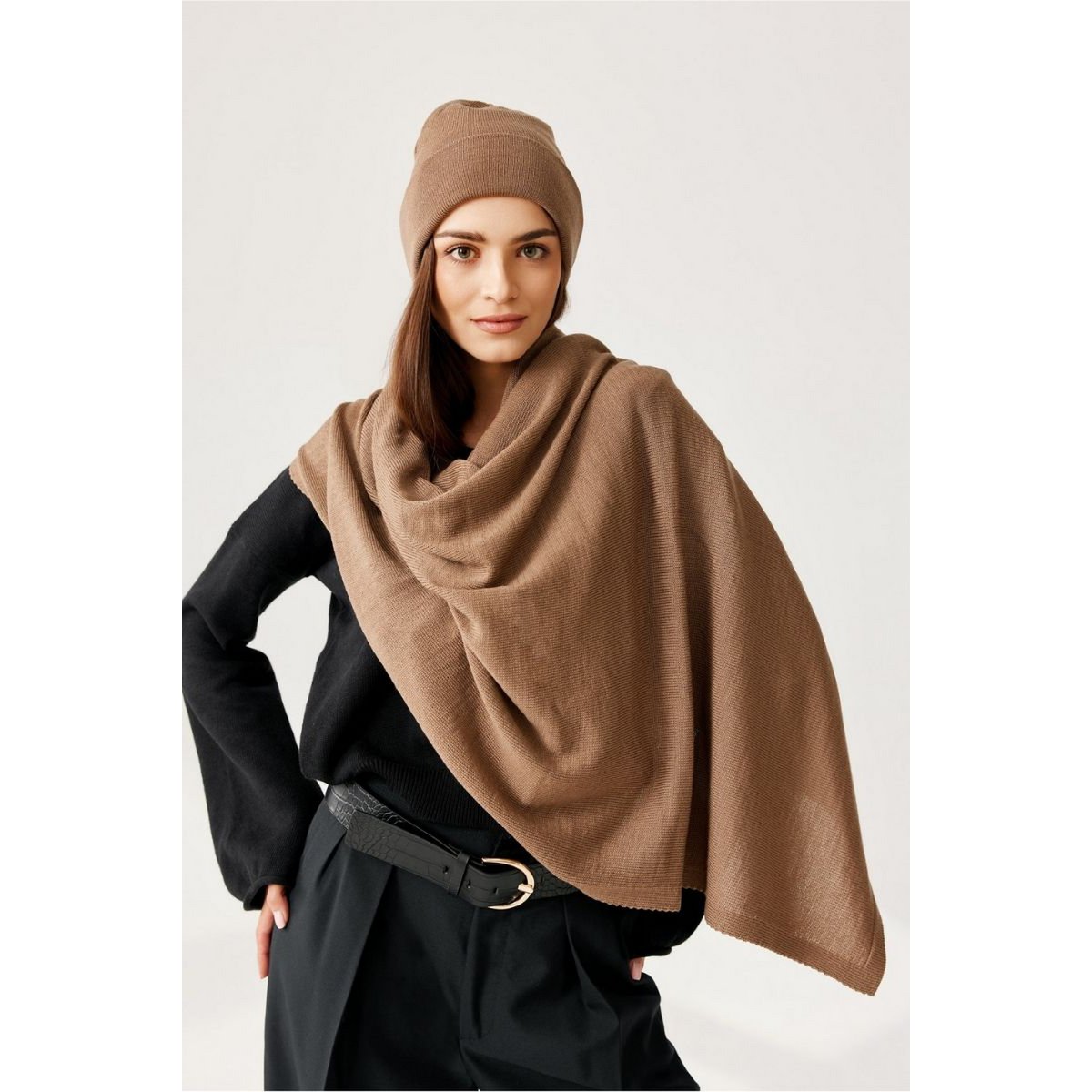 Gorro NAOMI - 100% lana merino - camel