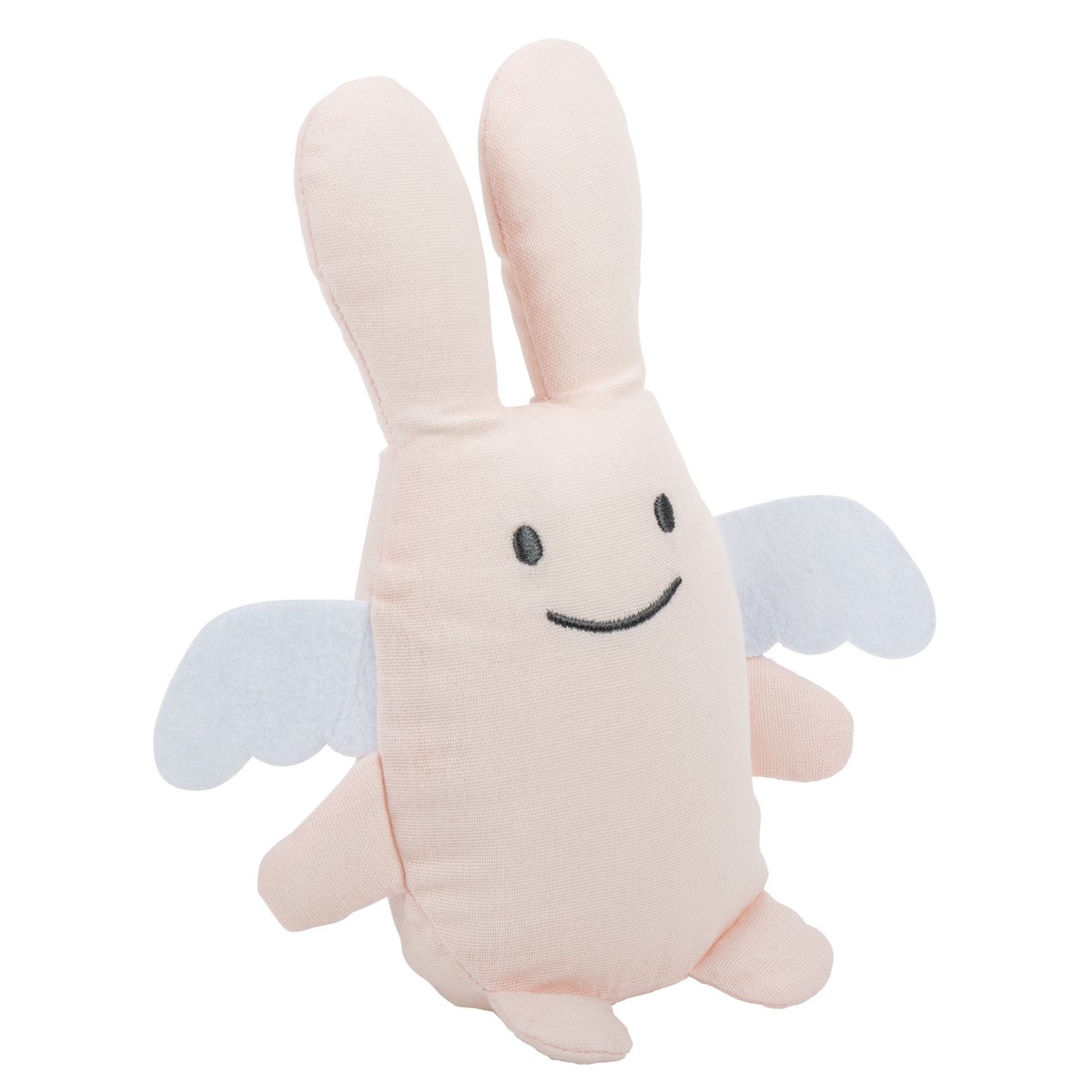 Peluche Angel Rabbit - Rosa empolvado con sonajero 20Cm Algodón orgánico