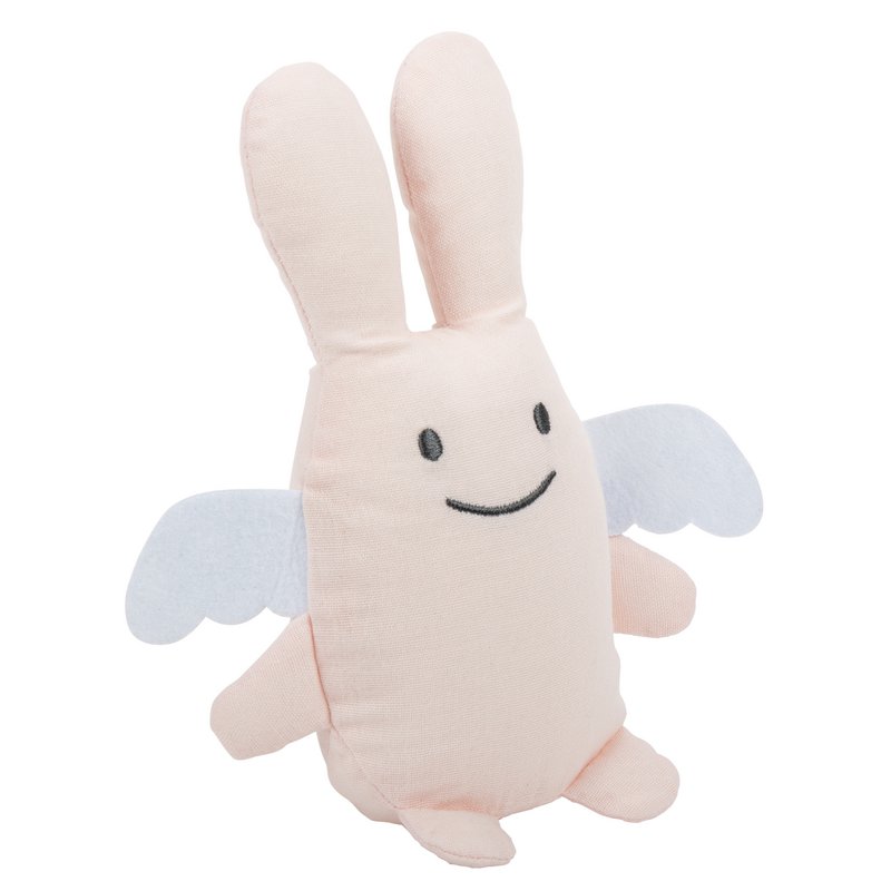 Kuscheltier Hase Engel - Puderrosa mit Rassel 20 cm Bio-Baumwolle