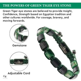 Tiger Green Tiger Eye, Bracelet à perles plates en onyx noir