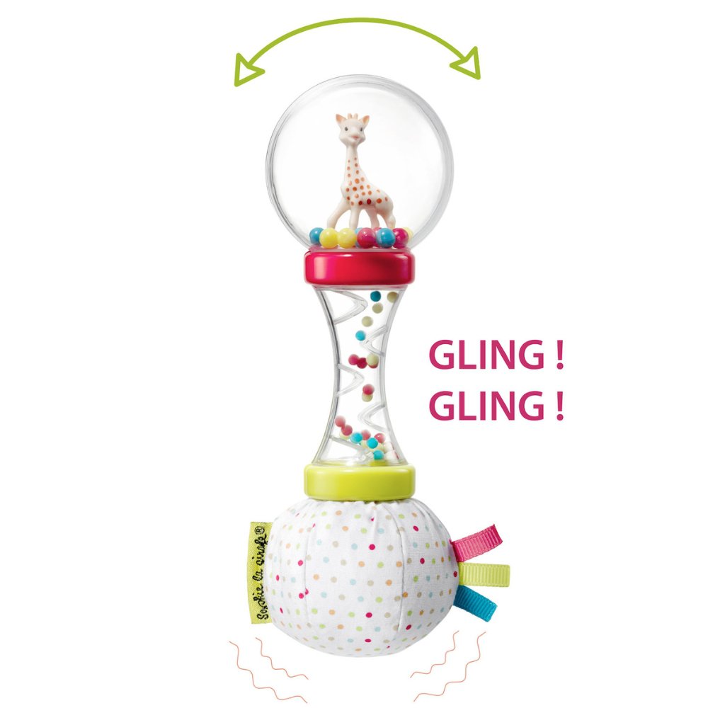 Sophie the giraffe soft maracas rattle in white-red gift box