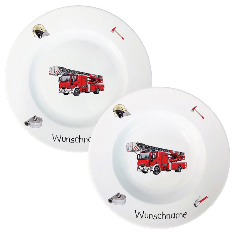 Speiseservice 2-tlg. Feuerwehr mit oder ohne Wunschname
