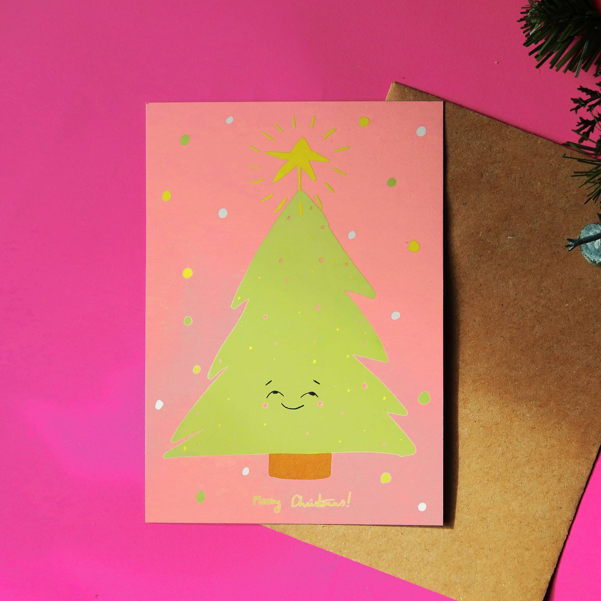 Postal Árbol de Navidad rosa (eco friendly)