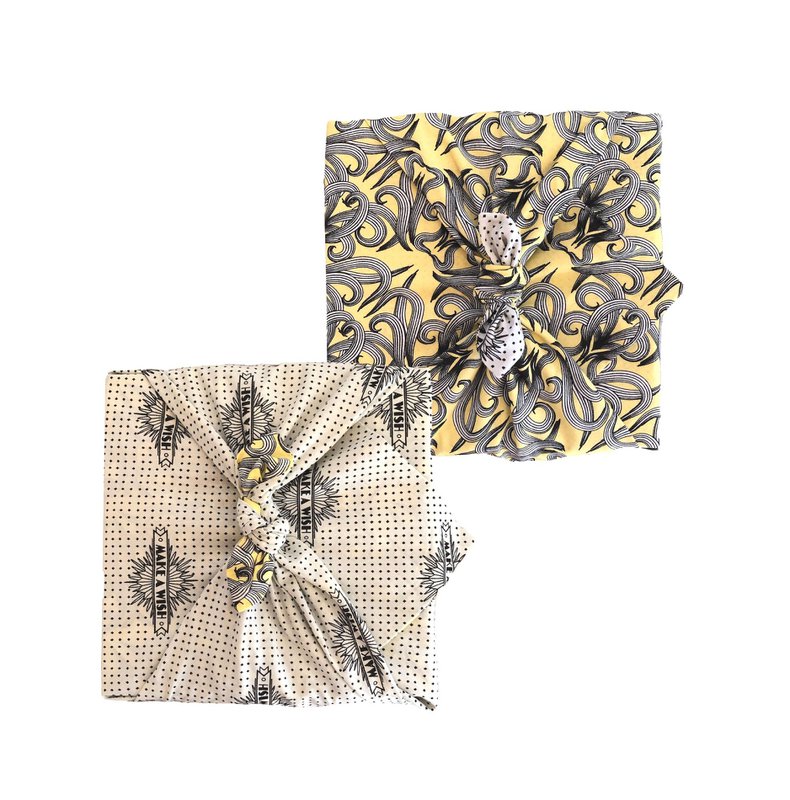 Paño para envolver regalos de tela Furoshiki, paquete de 3 paquetes de un estilo de doble cara