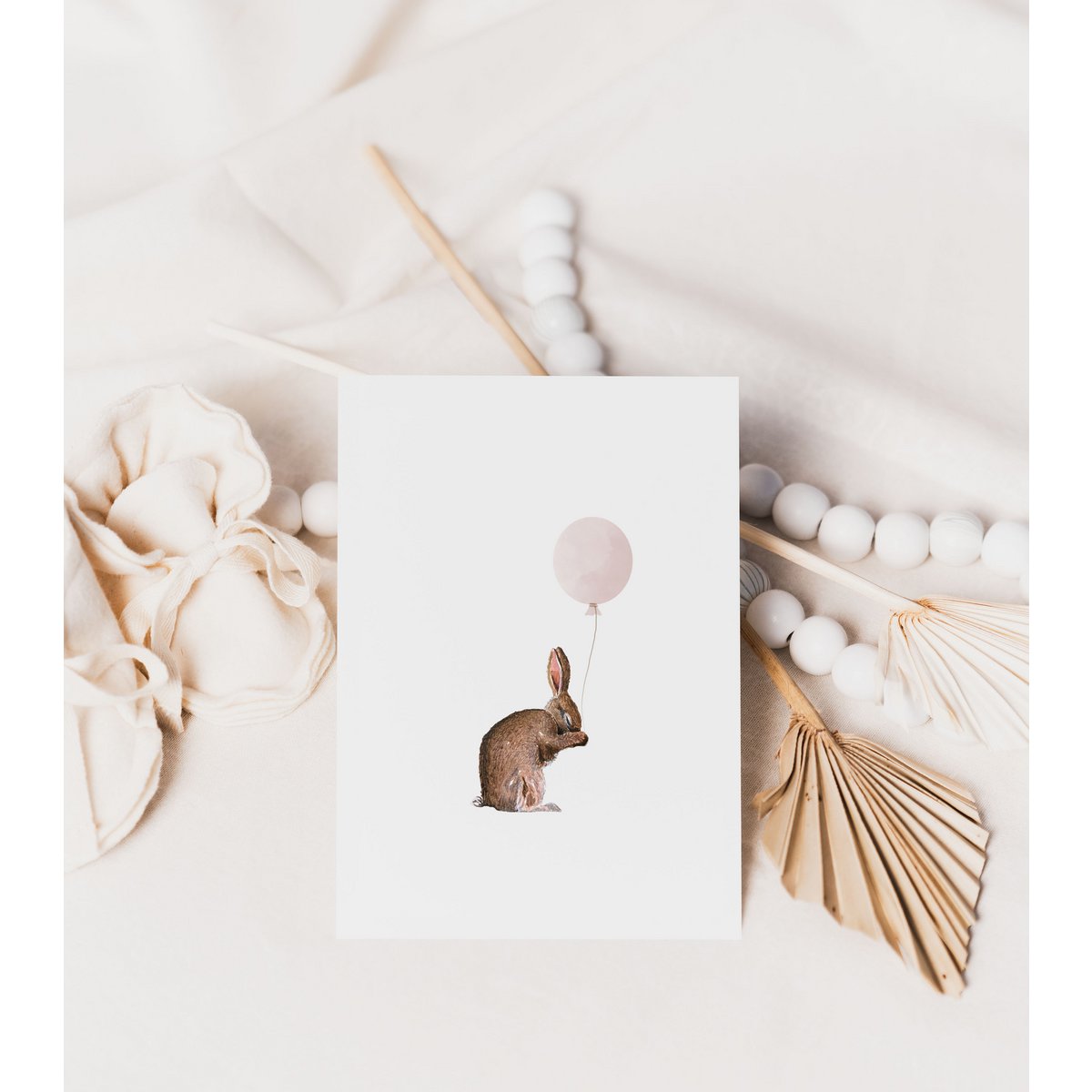 Lapin avec affiche de ballon rose, affiche de lapin, affiche de ballon, affiche de lapin mignon, affiche de chambre de filles roses, imprimé de lapin mignon, impression d'art de crèche de filles, chambre de filles