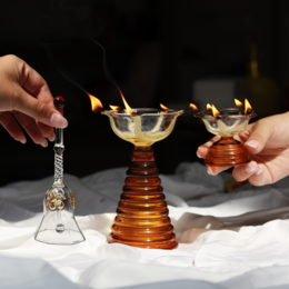 Kaarshouder | Theelichtje Diya Handgemaakt Messing | Glas