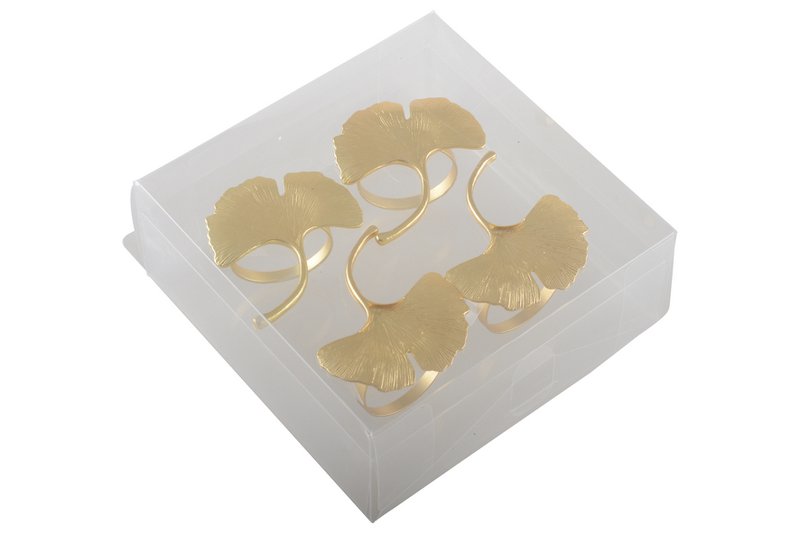 Conjunto de 4 rondas de toallas doradas de Ginkgos