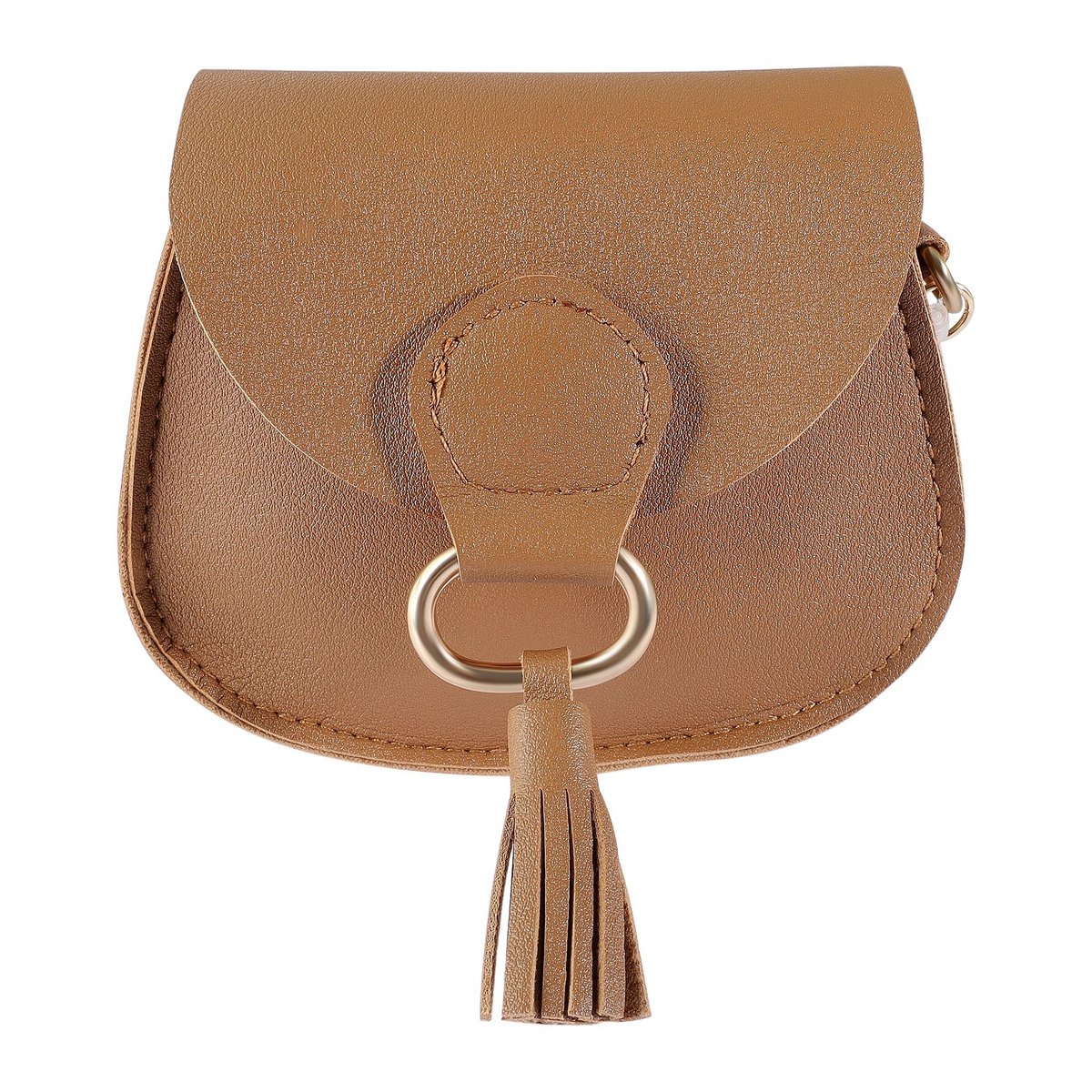 Mini sac avec mousqueton, simili cuir, marron