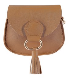 Borsa mini con moschettone, in similpelle, marrone